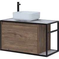 Тумба под раковину Aquanet Nova Lite Loft 90L подвесная Дуб рустикальный арт-261660 — фото 1, Тумбы под раковину