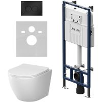 Комплект унитаза с инсталляцией AM.PM Like с сиденьем Микролифт и Черной матовой клавишей смыва арт-IS100138.801900 — фото 1, Комплекты унитаз + инсталляция