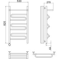 Электрический полотенцесушитель Ника Curve ЛZ ВП 80/50 с полкой Хром арт-ЛЗ ВП 80/50 лев — фото 4, Электрические полотенцесушители