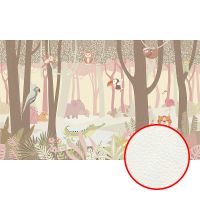 Фреска детская Ortograf Little Friends 34419 Фактура флок FLK Флизелин (5*3) Бежевый/Коричневый/Розовый, Деревья/Животные арт-34419 (флок FLK) — фото 1, Фрески