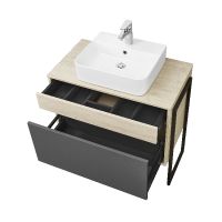 Тумба под раковину Aquaton Лофт Урбан 80 подвесная Cерый графит Дуб орегон арт-1A247601LQX60 — фото 8, Тумбы под раковину