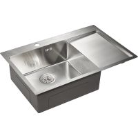 Кухонная мойка Paulmark Kroner-Edge 78F L Нержавеющая сталь арт-PM777851-BSL — фото 2, Кухонные мойки