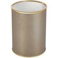 Ведро для мусора Geralis Ромб Бежевое темное, кант Золото, 3 л арт-M-RBG-B — фото 1, Мусорные ведра