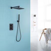 Душевая система Abber Insel с термостатом Черная матовая арт-AF8051B — фото 1, Встраиваемые душевые комплекты