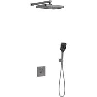 Душевая система Vincea Inspire с термостатом Вороненая сталь арт-VSFW-321MT1GM — фото 1, Встраиваемые душевые комплекты