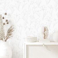 Обои Andrea Rossi Cheradi Винил на флизелине (1,06*10,05) Белый/Серебряный, Цветы арт-54390-1 — фото 4, Обои для стен