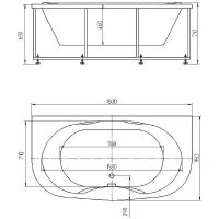 Акриловая ванна Aquatek Мелисса 180х95 без гидромассажа с фронтальной и боковыми панелями с каркасом (разборный) со слив-переливом арт-MEL180-0000011 — фото 4, Акриловые ванны