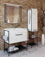 Шкаф пенал Sanflor Бруклин 33 L Дуб крафт белый арт-С02708 — фото 2, Пеналы для ванной комнаты