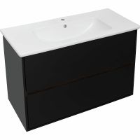 Тумба под раковину Aquanet Милан 100 подвесная Черный глянец арт-269299 — фото 2, Тумбы под раковину