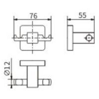 Двойной крючок CeramaLux Quadro Хром арт-61901 — фото 2, Крючки для полотенец
