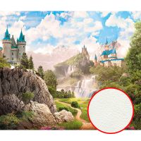 Фреска Ortograf Замки 33193 Фактура флок FLK Флизелин (3,2*2,7) Зеленый/Бежевый/Голубой, Замки/Водопады/Горы арт-33193 (флок FLK) — фото 1, Фрески