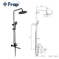 Душевая система Frap H67-6 Черная матовая арт-F2467-6 — фото 13, Душевые стойки