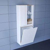 Шкаф пенал СанТа Лондон 60 подвесной с бельевой корзиной Белый арт-524005 — фото 4, Пеналы для ванной комнаты