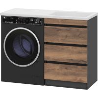 Тумба с раковиной Misty Коломбо 120 R Дуб Галифакс Антрацит арт-УТ000015588 — фото 1, Тумбы с раковиной