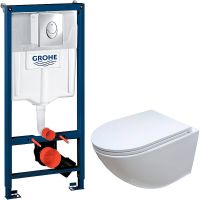 Комплект унитаза Ceruttispa B-2376-3 7183 с инсталляцией Grohe Rapid SL 38721001 с сиденьем Микролифт и клавишей смыва Хром арт-7183+38721001 — фото 1, Комплекты унитаз + инсталляция