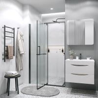 Душевая дверь Grossman Pragma 120 профиль Черный матовый стекло шиншилла арт-100.K33.03.120.21.02 — фото 5, Распашные душевые двери