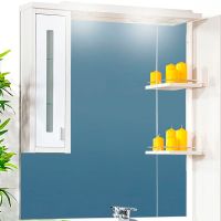 Зеркало со шкафом Бриклаер Бали 90 L с подсветкой Светлая лиственница Белое глянцевое арт-4627125412035 — фото 1, Зеркальные шкафы в ванную