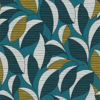 Обои Lutece Les Essentiels Винил на флизелине (0,53*10,05) Бирюзовый/Белый/Желтый, Листья арт-51210201 — фото 1, Обои для стен