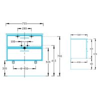 Тумба под раковину Kerama Marazzi Piano Classic 75 PIA.CL.75\BLU.M подвесная Синяя матовая арт-PIA.CL.75\BLU.M — фото 5, Тумбы под раковину