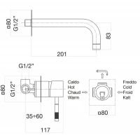 Смеситель для раковины Webert Rimini Золото арт-RI830605010 — фото 2, Смесители для раковины