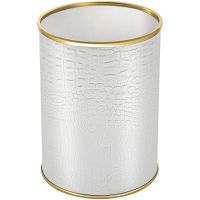 Ведро для мусора Geralis Croco Белое, кант Золото, 3 л арт-M-KWG-B — фото 1, Мусорные ведра