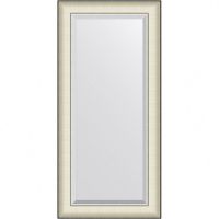 Зеркало Evoform Exclusive 114х54 с фацетом в багетной раме - Белая кожа с хромом 78 мм арт-BY 7453 — фото 1, Зеркала в ванную комнату