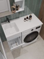 Тумба с раковиной Orange Sistema 100 L с бельевой корзиной Белая арт-STK-40TUW+RAL — фото 3, Тумбы с раковиной