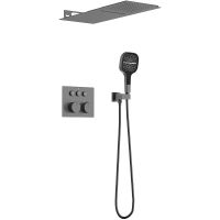 Душевая система Vincea с термостатом Вороненая сталь арт-VSFW-401TGM — фото 1, Встраиваемые душевые комплекты