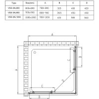 Душевой уголок Vincea Alpha 90x90 профиль Черный стекло прозрачное арт-VSS-3AL900CLB — фото 5, Квадратные душевые уголки