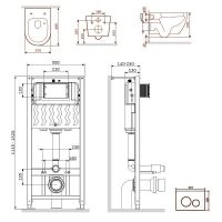 Комплект унитаза с инсталляцией AM.PM Like с сиденьем Микролифт и Черной матовой клавишей смыва арт-IS49038.801900 — фото 10, Комплекты унитаз + инсталляция