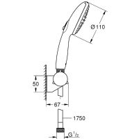 Душевой гарнитур Grohe Tempesta 110 Хром арт-2760130E — фото 4, Душевые гарнитуры на держателе