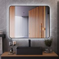 Зеркало Bond Loft 100x80 с подсветкой Черное глянцевое с бесконтактным выключателем арт-M35ZE-10080 — фото 1, Зеркала в ванную комнату