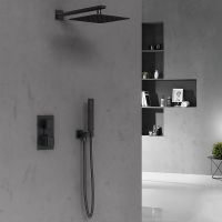 Душевая система Vincea с термостатом Черная матовая арт-VSFW-102TMB — фото 1, Встраиваемые душевые комплекты