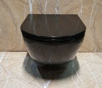 Унитаз CeramaLux подвесной Черный с сиденьем Микролифт арт-CL2196-18 — фото 3, Подвесные унитазы