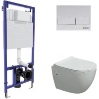 Комплект унитаза с инсталляцией Berges Okus с сиденьем Микролифт и Белой матовой клавишей смыва арт-043277 — фото 1, Комплекты унитаз + инсталляция