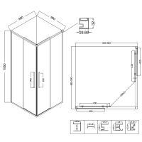 Душевой уголок Niagara Nova 90х90 профиль Хром стекло прозрачное арт-NG-6623-34 — фото 12, Квадратные душевые уголки