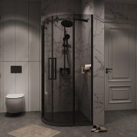 Душевой уголок Grossman Classic 100х100 профиль Черный матовый стекло тонированное арт-301.K33.04.1010.21.10 — фото 5, Душевые уголки четверть круга