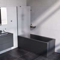 Товар: Шторка на ванну AM.PM Gem 80 профиль Черный матовый стекло матовое арт-W90BS-080-140BM - фото 2 Шторка на ванну AM.PM Gem 80 профиль Черный матовый стекло матовое арт-W90BS-080-140BM — фото 2, Неподвижные шторки для ванной