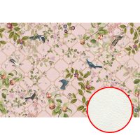 Фреска Ortograf Aurora 34127 Фактура флок FLK Флизелин (4*2,7) Розовый/Разноцветный, Цветы/Птицы арт-34127 (флок FLK) — фото 1, Фрески