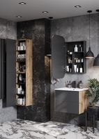 Подвесной шкаф Aquaton Сохо 35 Дуб веллингтон Графит софт арт-1A258403AJA00 — фото 4, Шкафы для ванной