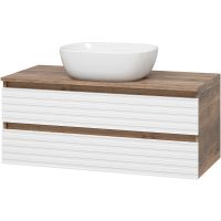 Тумба под раковину Brevita Dakota 100 подвесная Белая матовая Дуб Галифакс олово арт-DAK-09100-19/01-2Я — фото 1, Тумбы под раковину