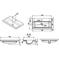 Раковина AM.PM Gem 76 Белая арт-M90WCC0752WG — фото 3, Раковины встраиваемые сверху