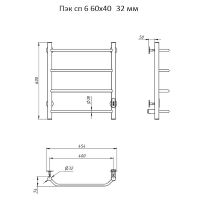 Электрический полотенцесушитель Тругор ПЭК 6 СП 60x40 Хром арт-Пэксп6/604032 — фото 3, Электрические полотенцесушители