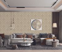 Обои Bernardo Bartalucci Carnazza Винил на флизелине (1,06*10) Бежевый, Дамаск арт-5055-6 — фото 3, Обои для стен