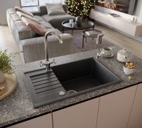 Кухонная мойка Domaci Бьелла DMC-78L арт-DMC-78L-308 черная — фото 3, Кухонные мойки