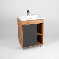 Тумба под раковину VIANT Бостон 50 Графит матовый Дуб Вотан арт-VBOS50COG-T1ST — фото 2, Тумбы под раковину