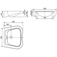 Товар: Раковина Nofer 62 Матовая нержавеющая сталь арт-13024.2.S - фото 4 Раковина Nofer 62 Матовая нержавеющая сталь арт-13024.2.S — фото 4, Раковины подвесные