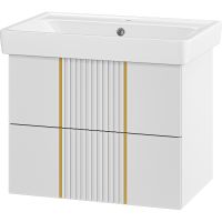 Тумба с раковиной Brevita Vega 70 подвесная Белая матовая Золото арт-УТ000022669 — фото 1, Тумбы с раковиной