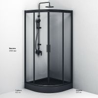 Душевой уголок AM.PM Gem 90х90 профиль Черный матовый стекло прозрачное арт-W90G-401-090BT — фото 7, Душевые уголки четверть круга