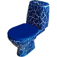 Унитаз компакт Rosa Премьер Синий кракелюр с бачком и сиденьем арт-4640021064689 — фото 1, Напольные унитазы